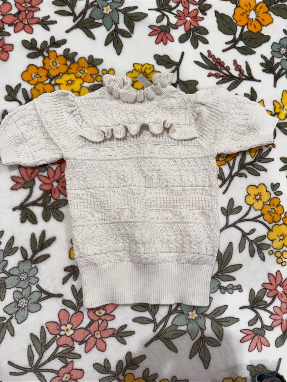 Janie and Jack Girls' white Ruffle Knit Top
